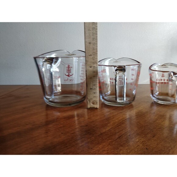 Set Of 3 Anchor Hocking Measuring Cup Open Handle - 1 Cup & 2 Cup & 4 Cup - Picture 10 of 16